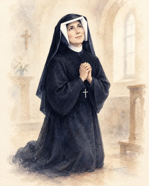 St. Faustina kneeling in prayer