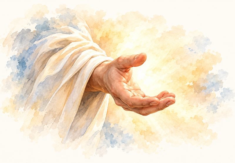 The outstretched hand of Jesus